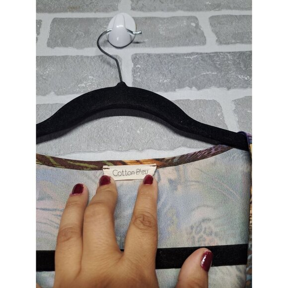 Cotton Bleu Womens Tiger Jungle Print Pullover Balloon Sleeve Blouse‎ Size 1X - Picture 6 of 12